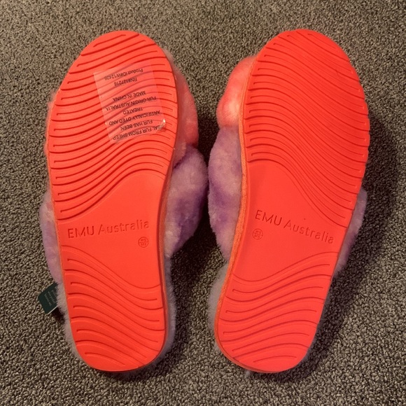 NWT EMU Australia Mayberry Tri 1 Coral Fuzzy Slippers - Picture 6 of 6